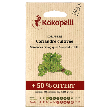 CORIANDRE Cultivée +50% offert - Graines BIO | KOKOPELLI | Graines et Bio